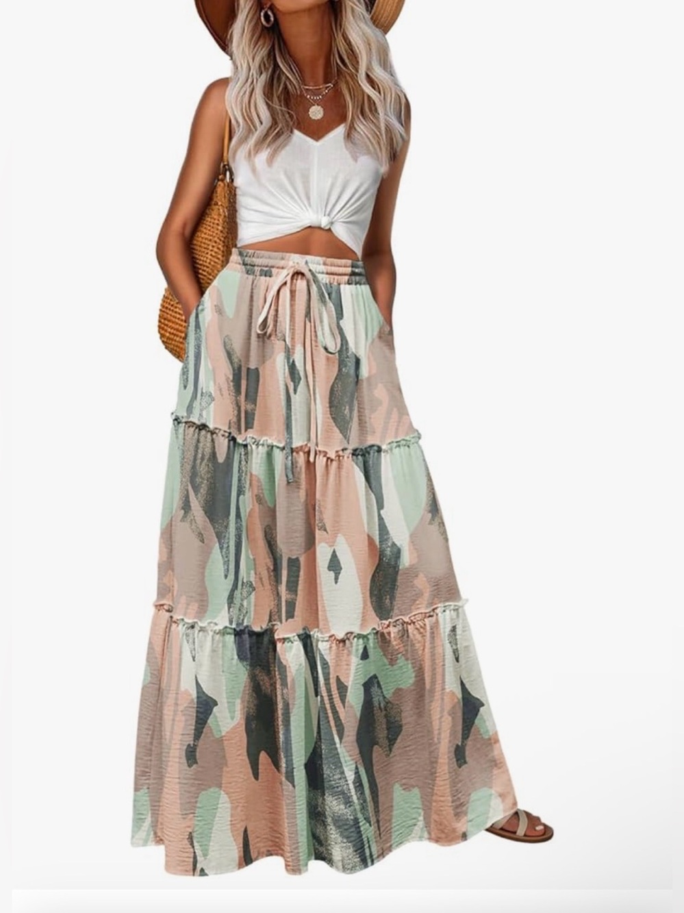 Boho Tiered Maxi Skirt - choose your size ,color. S, m, L, xL ,xxl ,3xl